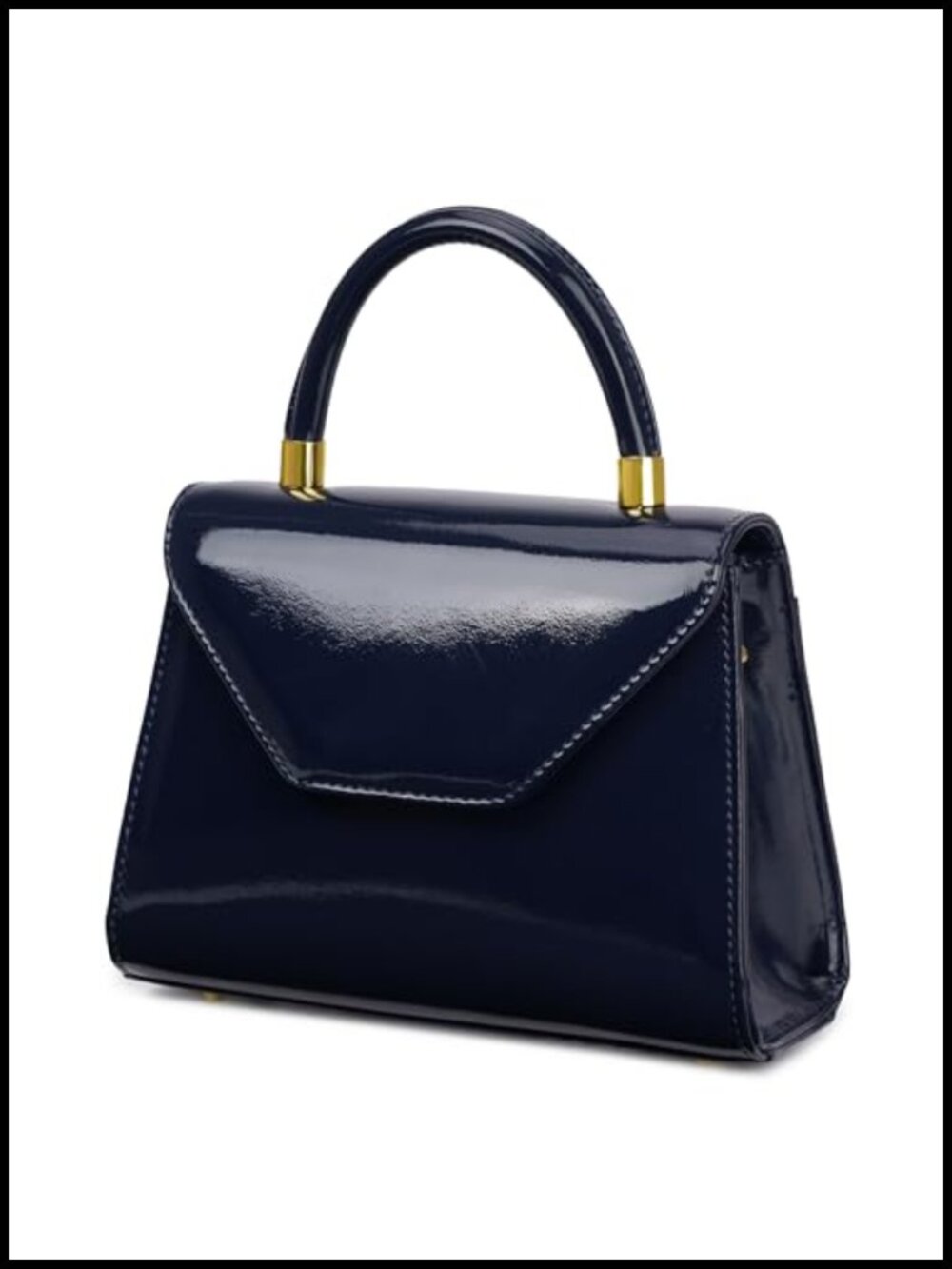 Faux Leather Evening Bag with Top Handle & Detachable Strap Clutch Purse